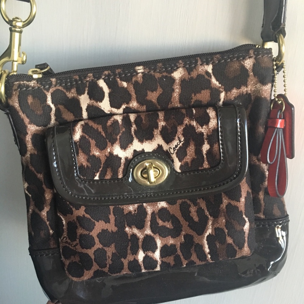COACH leopard crossbody EUC